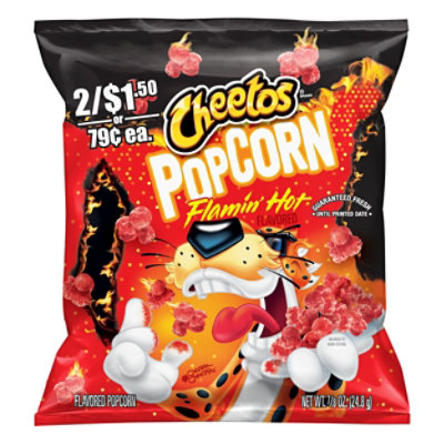 Cheetos Flamin Hot Popcorn Cheddar - .875 Oz - shaws