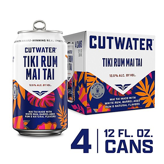 Cutwater Spirits Bali Hai Mai Tai Tropical Tiki Rum Pack - 4-12 Fl. Oz.