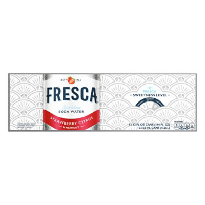 Fresca Soda Water Sparkling Unsweetened Strawberry Citrus - 12-12 Fl. Oz.