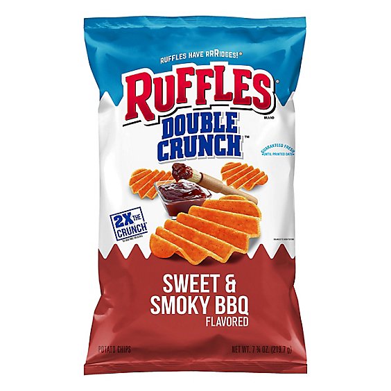Ruffles Double Crunch Potato Chips Sweet & Smoky Bbq - 7.75 Oz