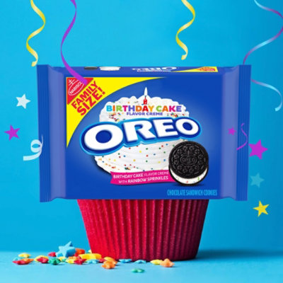 OREO Birthday Cake Chocolate Sandwich Cookies Family Size - 17 Oz - Image 5