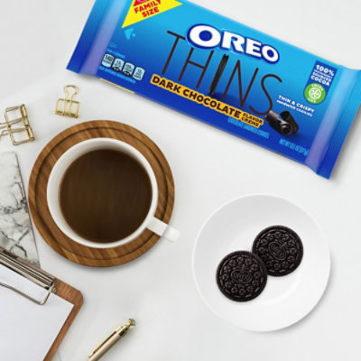 OREO Thins Dark Chocolate Creme Sandwich Cookies Family Size - 13.1 Oz - Image 5