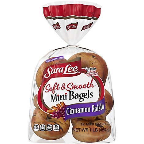 Sara Lee Soft & Smooth Cinnamon Raisin Mini Bagels - 12 Count