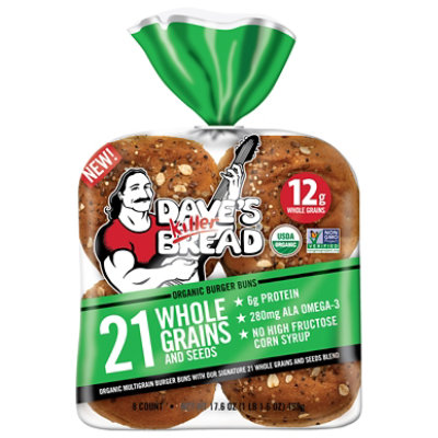 Daves Killer Bread 21 Whole Grains & Seeds Burger Buns Organic Hamburger Buns - 8 Count - Image 1