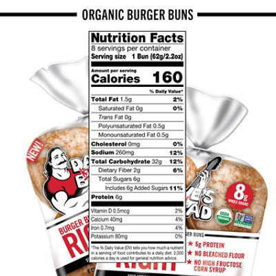 Daves Killer Bread Burger Buns Done Right Organic White Bread Hamburger Buns - 8 Count - Image 5