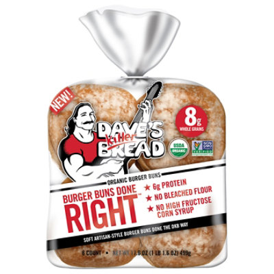 Daves Killer Bread Burger Buns Done Right Organic White Bread Hamburger Buns - 8 Count - Image 3