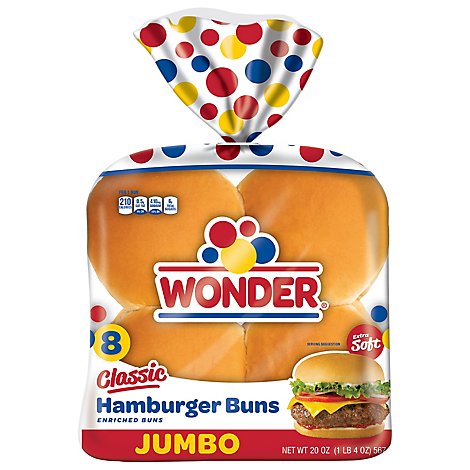 Wonder Jumbo Hamburger Buns - 20 Oz