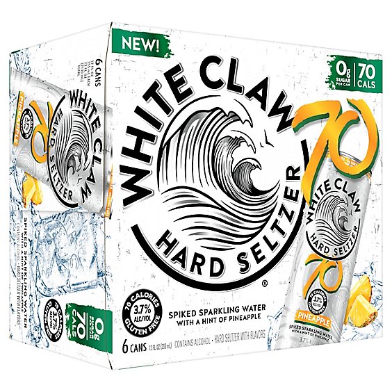 White Claw 70 Pineapple In Cans - 6-12 Fl. Oz.