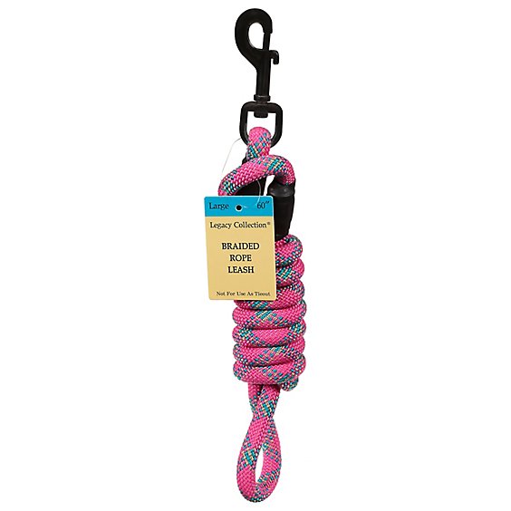 Legacy Lg Braided Rope Leash Pink - Each