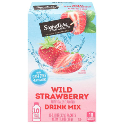 Signature Select Drink Mix Wild Strawberry W/Caffeine - 10 Count