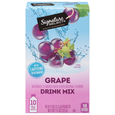 Signature SELECT Drink Mix Grape W/Caffeine - 10 Count - Image 1