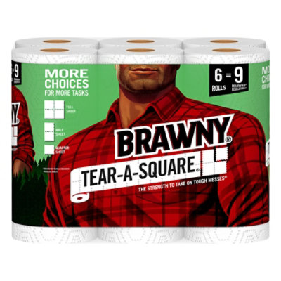 Brawny Paper Towels Large Tear A Square White - 6 Roll - Image 3