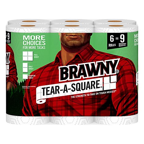 Brawny Paper Towels Large Tear A Square White - 6 Roll