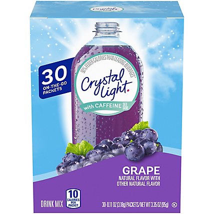 Crystal Light Grape Naturally Flavored Powdered Drink Mix with Caffeine Packets - 30 Count - Image 5
