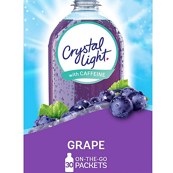 Crystal Light Grape Naturally Flavored Powdered Drink Mix with Caffeine Packets - 30 Count