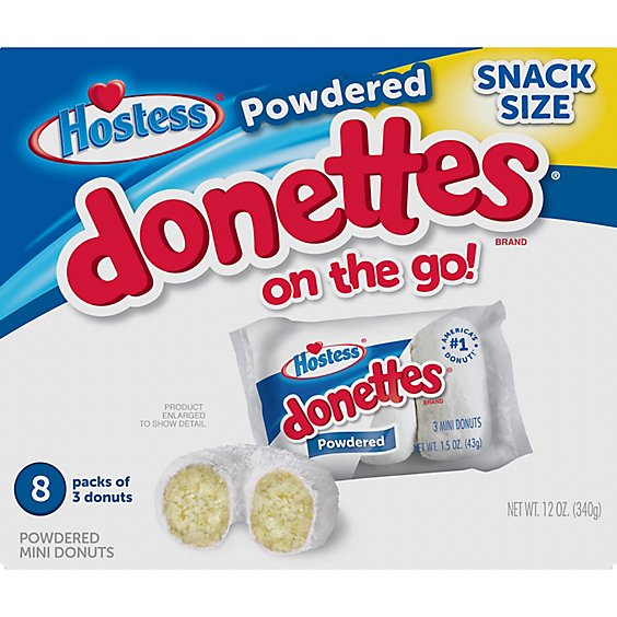 Hostess Donettes Powdered Mini Donuts 8 Count - 12.0 Oz