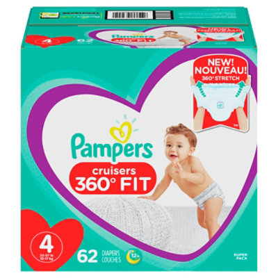  Pampers Cruisers Diapers 360 Fit Size 4 - 62 Count 