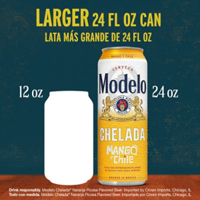 Modelo Chelada Mango y Chile Mexican Import Flavored Beer 3.5% ABV Can - 24 Fl. Oz. - Image 4