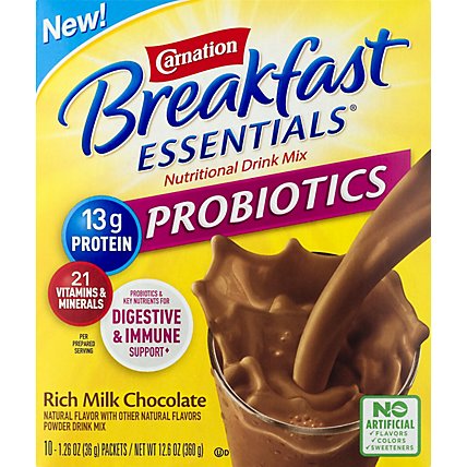 Carnation Breakfast Essentials Probiotics Chocolate Powder Drink - 12.698 Oz - Image 2