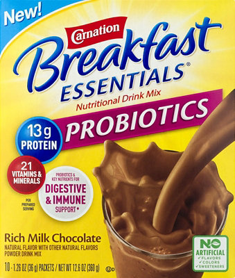Carnation Breakfast Essentials Probiotics Chocolate Powder Drink - 12.698 Oz