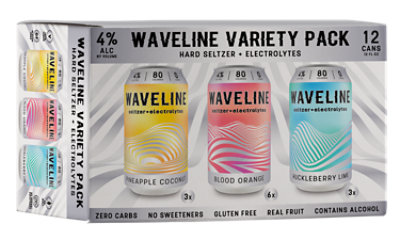Waveline Seltzer + Electrolytes Variety Pack In Cans - 12-12 Fl. Oz.