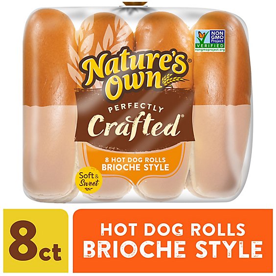 Natures Own Perfectly Crafted Brioche Style Hot Dog Buns Non-GMO Hot Dog Rolls 8 Count - 16 Oz