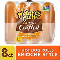 Natures Own Perfectly Crafted Brioche Style Hot Dog Buns Non-GMO Hot Dog Rolls 8 Count - 16 Oz - Image 1