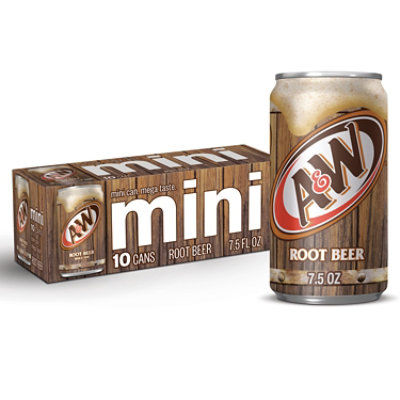 A&W Root Beer Soda Mini Cans - 10-7.5 Fl. Oz. - Image 1