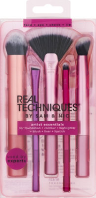 Real Techniques Artist Essentials Face + Eye + Cheek + Lip Brushes - Each - Image 2