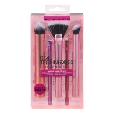 Real Techniques Artist Essentials Face + Eye + Cheek + Lip Brushes - Each - Image 1