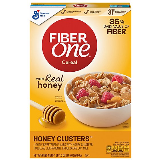 Fiber One Cereal Honey Clusters - 17.5 Oz