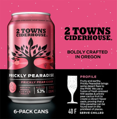 2 Towns Ciderhouse Prickly Pearadise In Cans - 6-12 Fl. Oz. - Image 3