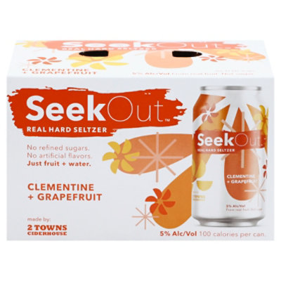 2 Towns Ciderhouse Seekout Hard Seltzer Clementine Plus Grapefruit In Cans - 6-12 Fl. Oz. - Image 3