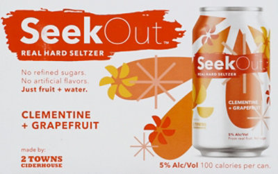 2 Towns Ciderhouse Seekout Hard Seltzer Clementine Plus Grapefruit In Cans - 6-12 Fl. Oz. - Image 6