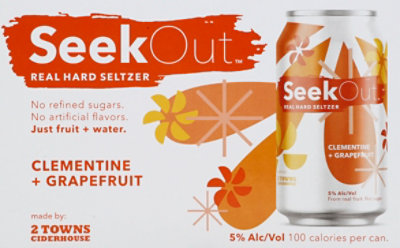 2 Towns Ciderhouse Seekout Hard Seltzer Clementine Plus Grapefruit In Cans - 6-12 Fl. Oz. - Image 2