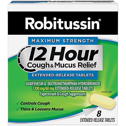 Robitussin Cough & Mucus Relief Tablets Maximum Strength - 8 Count - Image 2