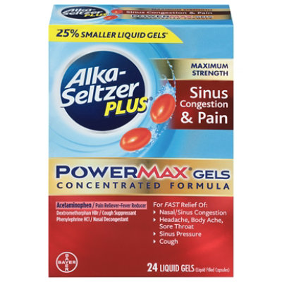 Alka-Seltzer Plus PowerMax Liquid Gels Sinus Cold & Cough 12 Hour Maximum Strength - 24 Count - Image 3