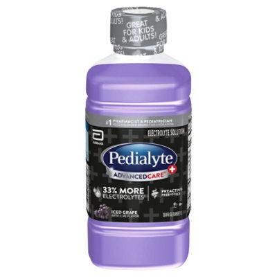 Pedialyte AdvancedCare Plus Electrolyte Solution Ready To Drink Iced Grape - 33.8 Fl. Oz.