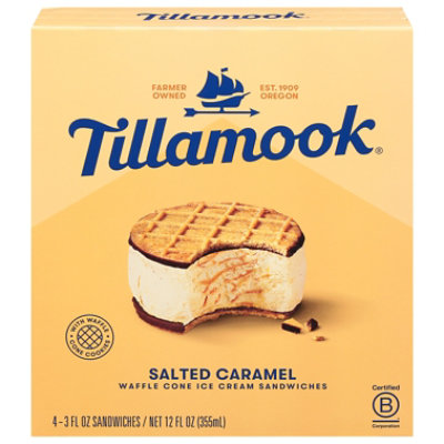 Tillamook Salted Caramel Ice Cream Sandwiches 4 Count - 12 Oz