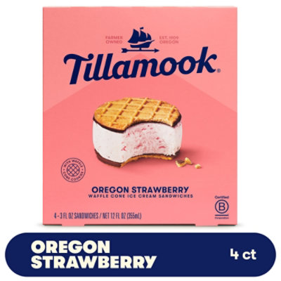 Tillamook Oregon Strawberry Ice Cream Sandwiches Individually Wrapped Multipack - 4-12 Oz - Image 1