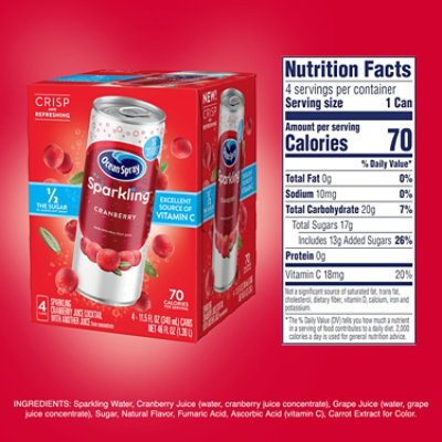 Ocean Spray Sparkling Juice Cocktail Cranberry - 4-11.5 Fl. Oz. - Image 4