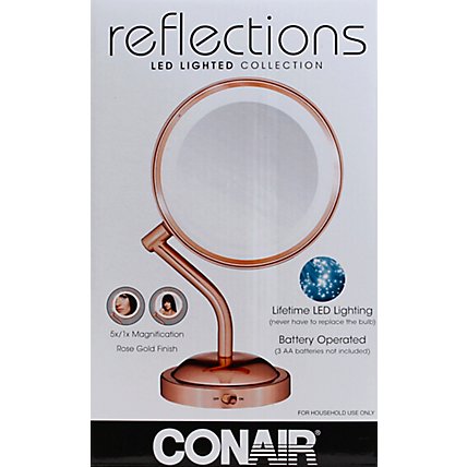 Conair Reflections Mirror Led Lighted Double Sided 1x/5x Magnification Rose Gold - Each - Image 2