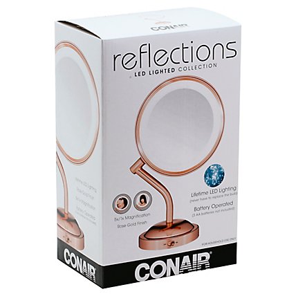 Conair Reflections Mirror Led Lighted Double Sided 1x/5x Magnification Rose Gold - Each - Image 1