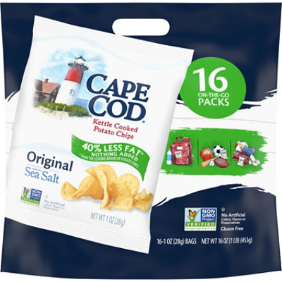 Cape Cod Less Fat Original Potato Chips 16 Count -1 Oz - Image 1