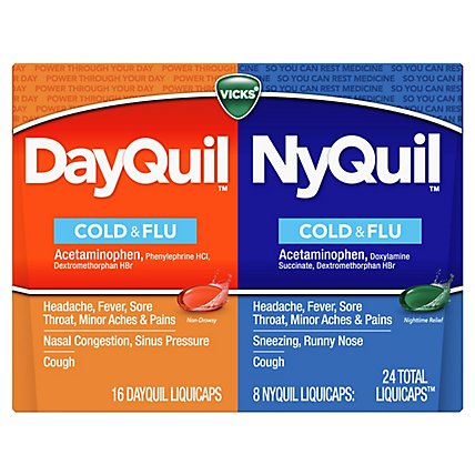 Vicks DayQuil NyQuil Medicine For Cold Flu And Congestion Liquicaps Convenience Pack - 24 Count - Image 1