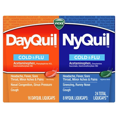 Vicks DayQuil NyQuil Medicine For Cold Flu And Congestion Liquicaps Convenience Pack - 24 Count - Image 7