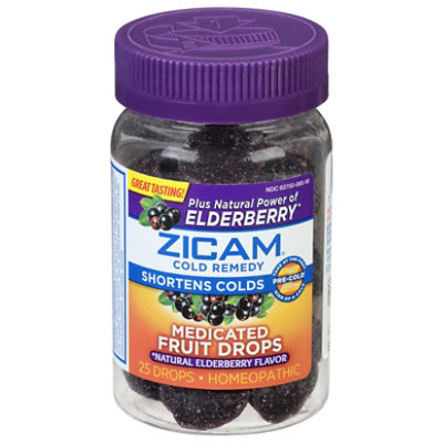 Zicam Cold Remedy Plus Elderberry Medicated Fruit Drops Mixed Berry - 25 Count