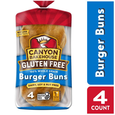 Canyon Bakehouse Gluten Free 100% Whole Grain Hamburger Buns Fresh 4 Count - 12 Oz - Image 1