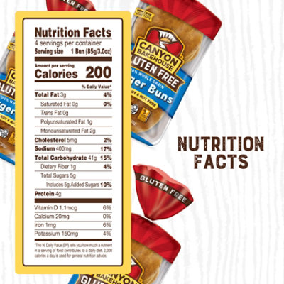 Canyon Bakehouse Gluten Free 100% Whole Grain Hamburger Buns Fresh 4 Count - 12 Oz - Image 4