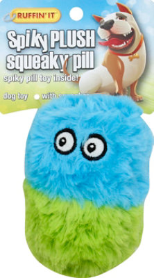 Ruffin It Spiky Plush Dog Toy Squeaky Pill - Each - Image 2